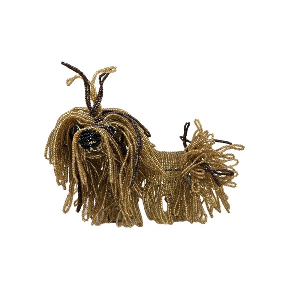 Other - Handcrafted Custom Beaded Lhasa Apso Dog Figurine 9x7" Adjustable OOAK